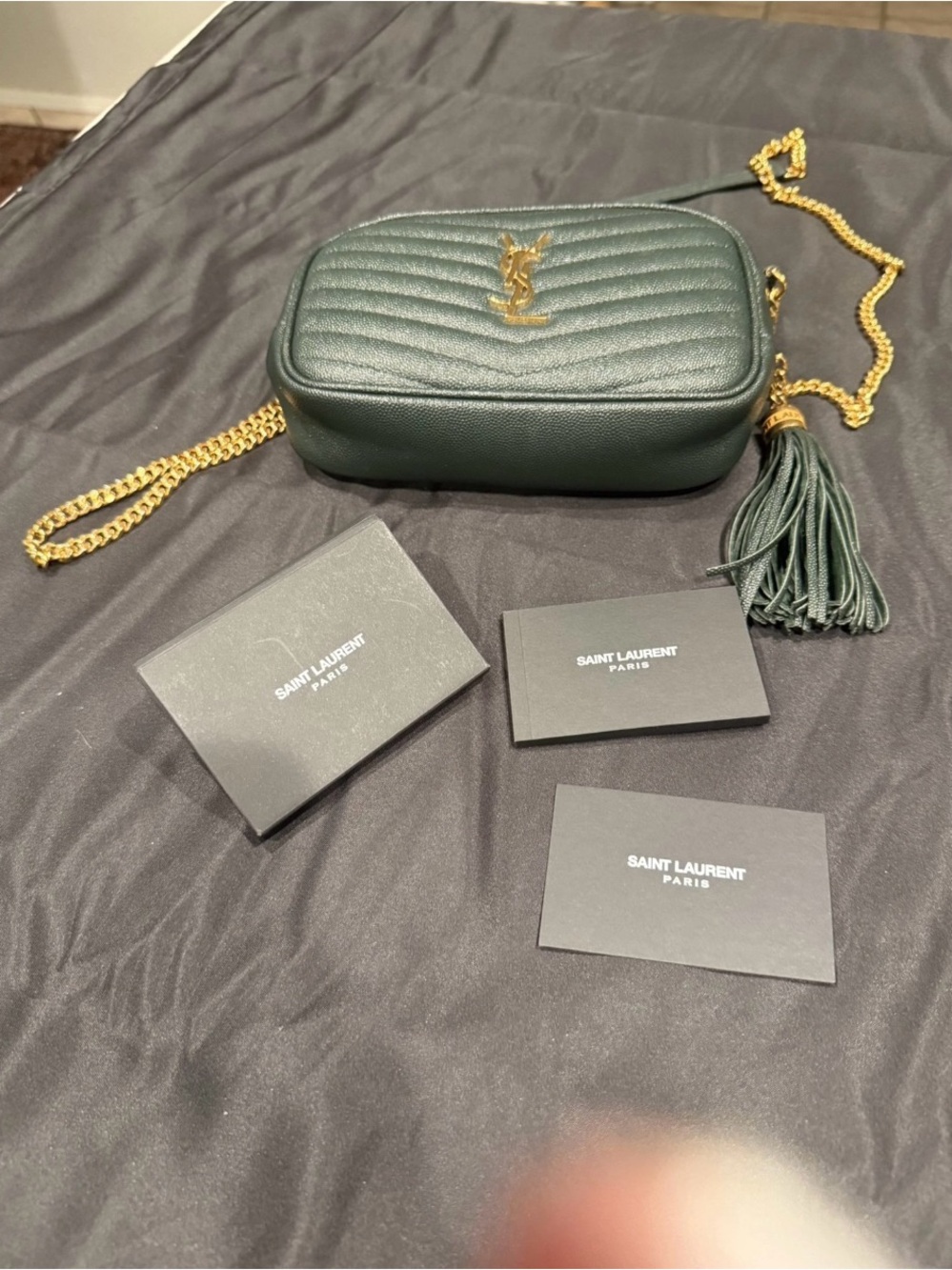 Saint Laurent Dark Olive Quilted Camera Crossbody with Gold Hardware - Picture 6 of 15